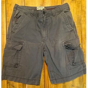 Express VTG Durable Reinforced Construction Gray Men's Cargo Shorts Size 34‎